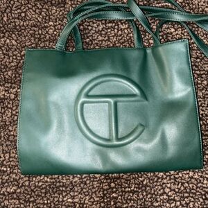 Elegant Green Telfar Leather Tote Bag
